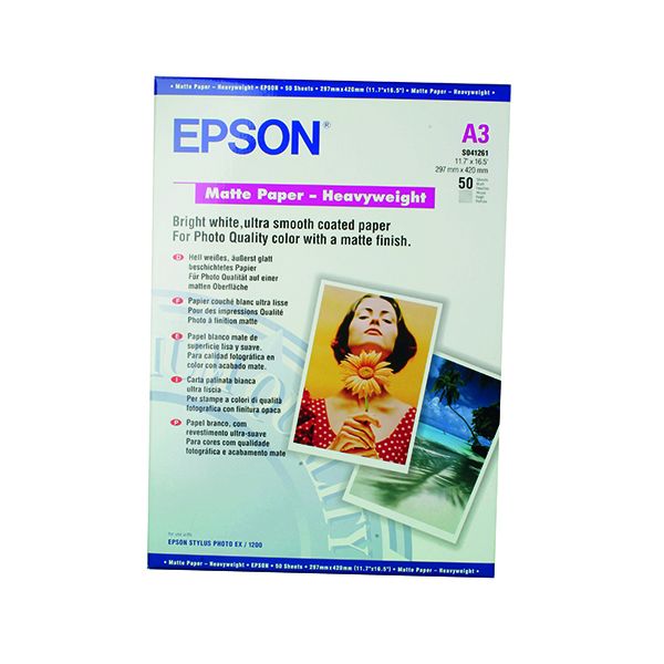 Epson A3 Matte Heavyweight 167gsm Photo Paper 50 Pack C13S041261