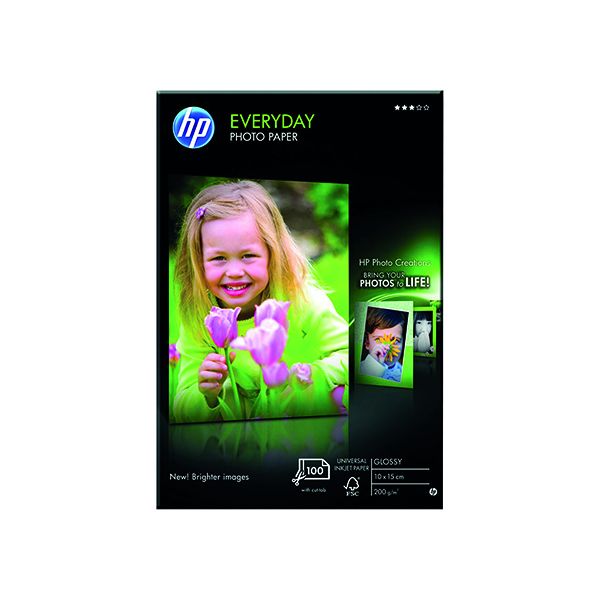 HP White 10x15cm Everyday Glossy Photo Paper 100 Pack CR757A