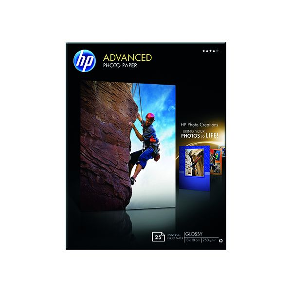 HP White 13x18cm Advanced Glossy Photo Paper (25 Pack) Q8696A Printer