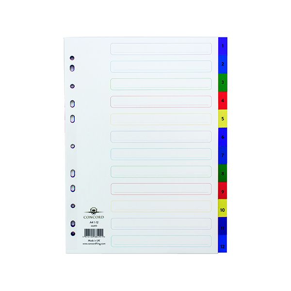 Concord 1-12 Index Polypropylene Multicoloured A4 66499 Printer Base