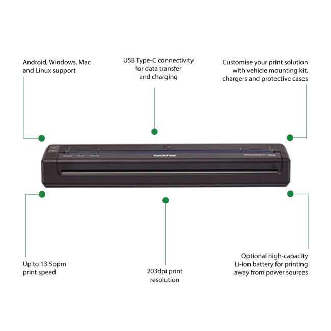 Mobiler DIN A4 Drucker PJ-862 Thermodirektdruck, Auflösung 203 dpi 4977766820592 Brother Mobiler DIN A4 Drucker PJ-862 Thermodirektdruck, Auflösung 203 dpi 4977766820592 Brother