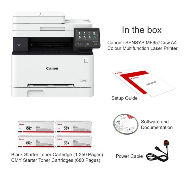 Canon I SENSYS MF657Cdw A4 Colour Multifunction Laser Printer Printer 