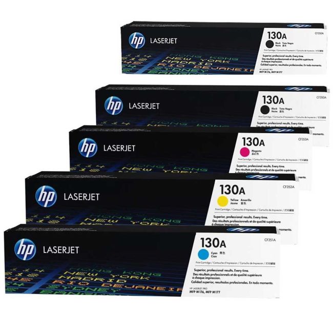 HP 130 1 x CMY 2 x Black Standard Yield Toner Cartridges