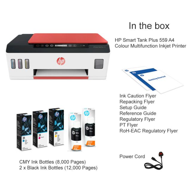 3YW75A Plus Tank HP Multifunction 559 A4 Base | Printer Inkjet Printer Colour Smart