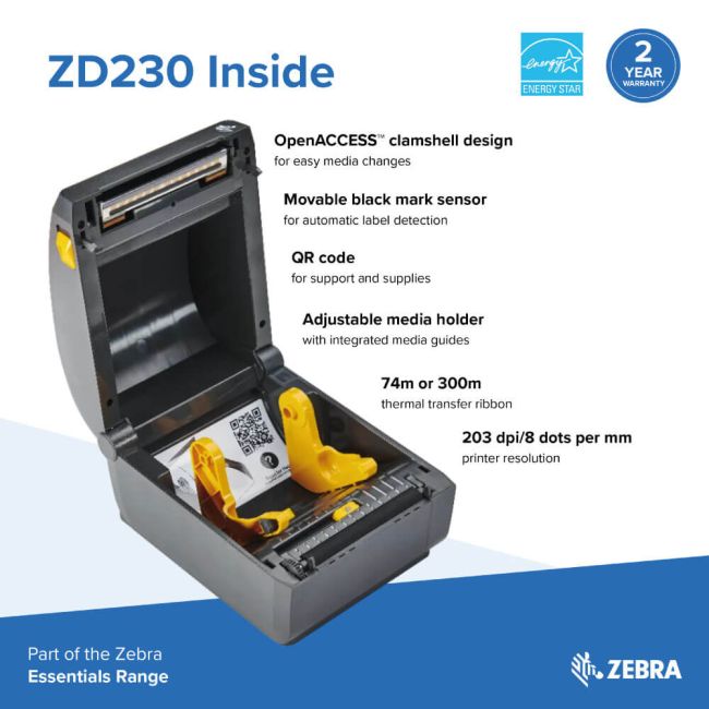 Zebra ZD230 Thermal Transfer Label Printer Printer Base