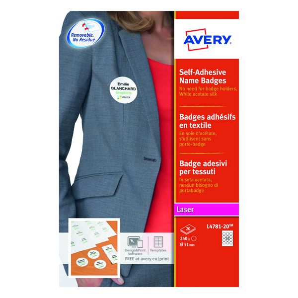 thumbnail image 2 of Avery Self-Adhesive Name Badges - 2 1/3 X 3 3/8 Inch Printable Labels, 100-Pack White 2 of 11