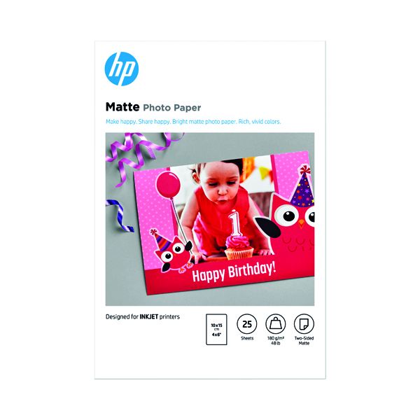 HP Matte Photo Paper 4x6 Inch (25 Pack) 7HF70A Printer Base