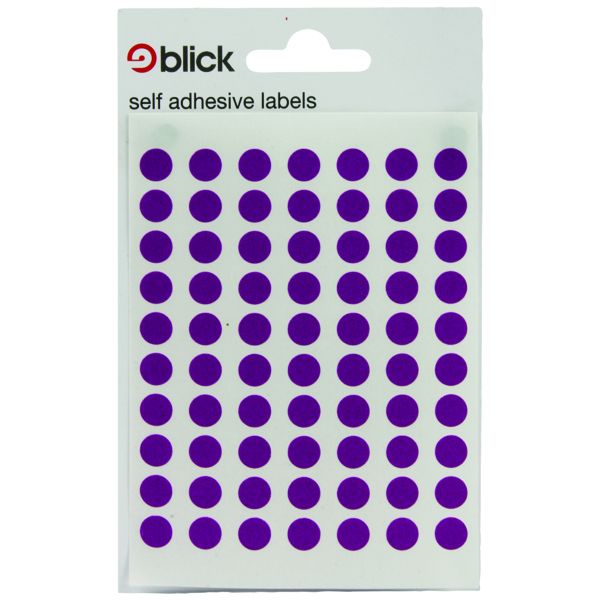 Blick Coloured Labels in Bags Round 8mm Dia 490 Per Bag Purple (9800 ...