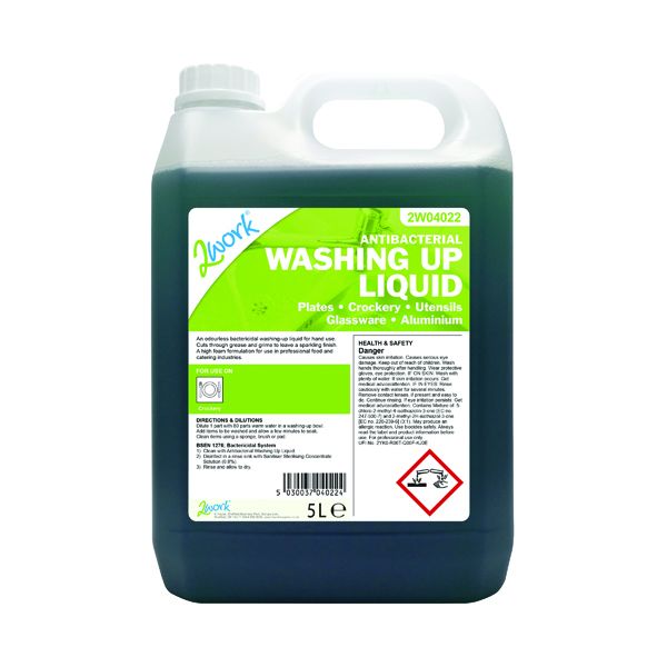 2Work Washing Up Liquid Antibact 5L image