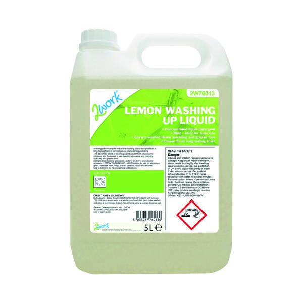 2Work Washing Up Liquid Lemon 5L image