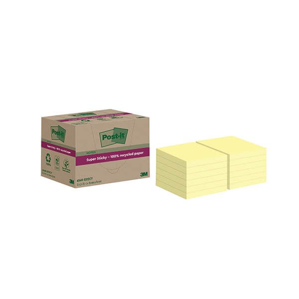 Post-it S/S Recyc 76x76 C/Yllw Pk12 image