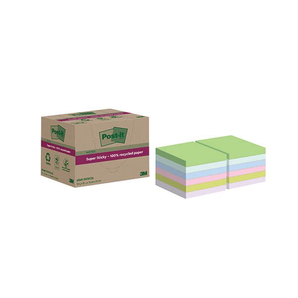 Post-it S/S Recycle 76x76 Asst Pk12 image