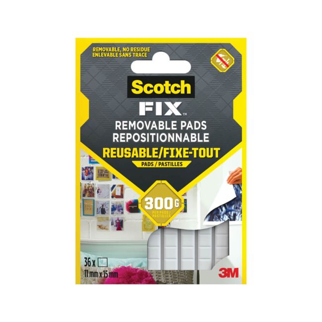 Scotch-Fix Removable Double Sided Adhesive Pads 11x15mm (Pack of 36) 7100263372 image 1