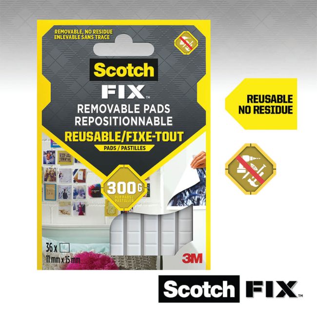 Scotch-Fix Removable Double Sided Adhesive Pads 11x15mm (Pack of 36) 7100263372 image 2