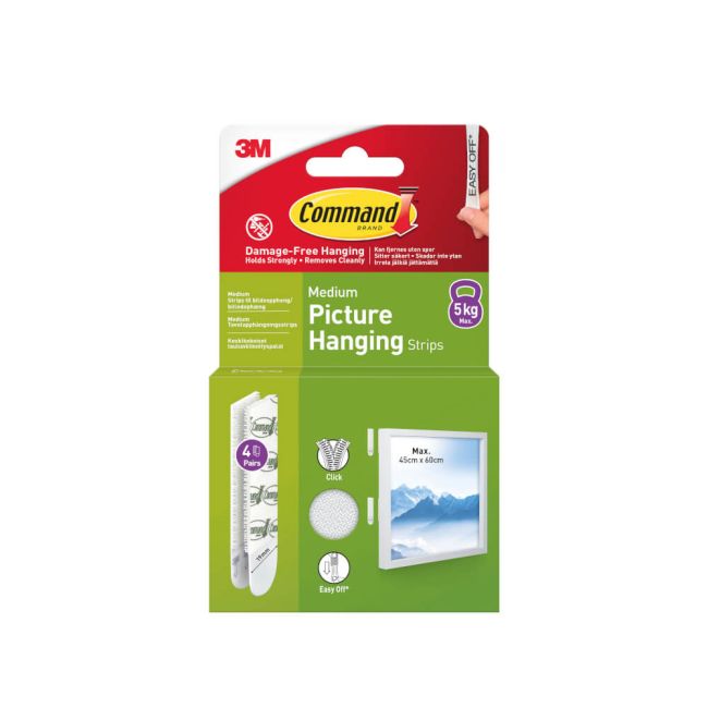 Command Picture Hanging Strips 4 Pairs Medium White (Pack of 8) 7100337178 image 1