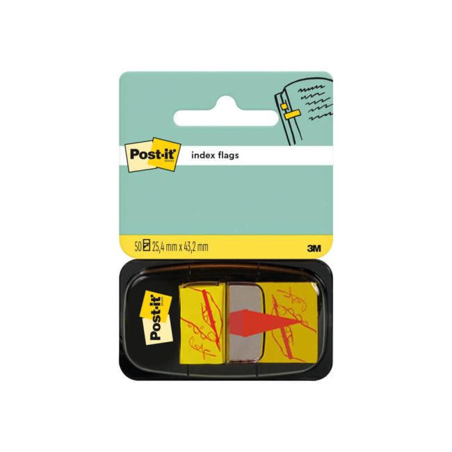 Post-it Index Tabs Sign Here Yellow 25mm 50 Flags + Dispenser 680-31 image 1
