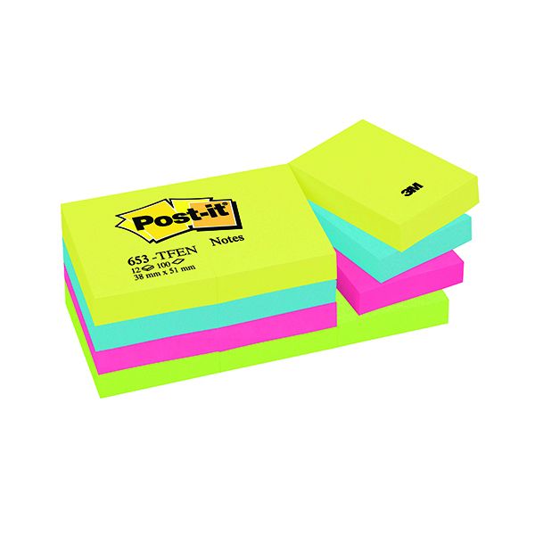 Post-It Notes Wrm Neon 51X38 Pk 12 image