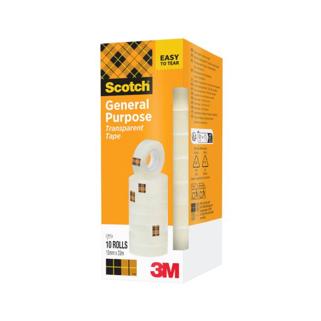 Scotch 508 Transparent Tape 15mmx33m (Pack of 10) 7100336226 image 2