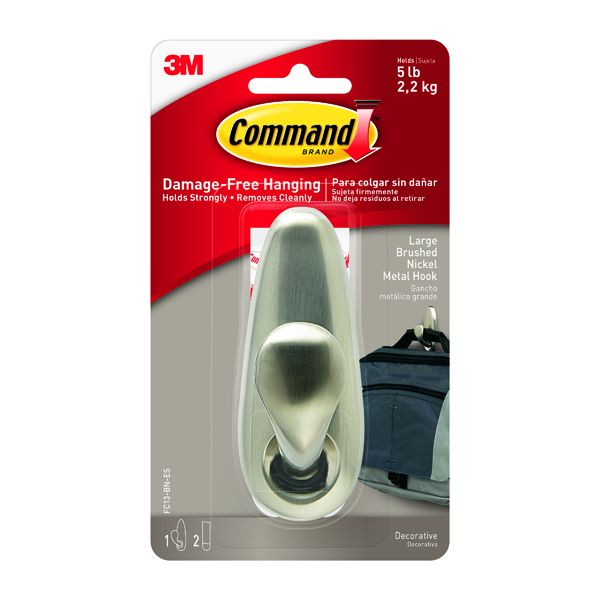 3M Command Brushed Nickel Hook Lrge image