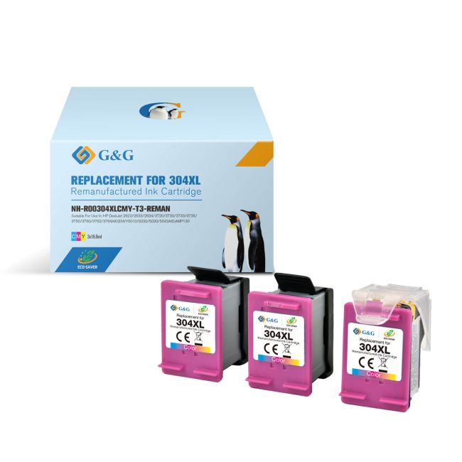 3 x Compatible HP 304XL High Yield Colour Ink Cartridge (3 x 300 Pages*) N9K07AE