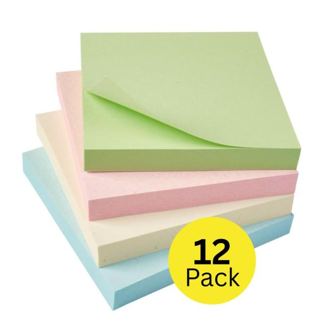 5 Star Sticky Notes Removable Pastel 76x76mm (Pack of 12) 938187