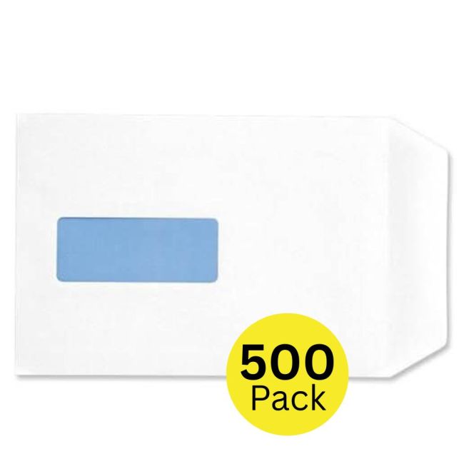 5 Star Eco Envelopes Recycled Pocket Self Seal Window 90gsm C5 229x162mm White (Pack of 500)
