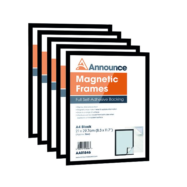 Announce Magnetic Frames A4 Blk Pk5 image