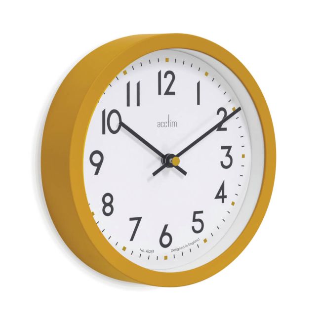 Acctim Elstow Small Office Wall Clock Yellow 20cm 22841 image 2