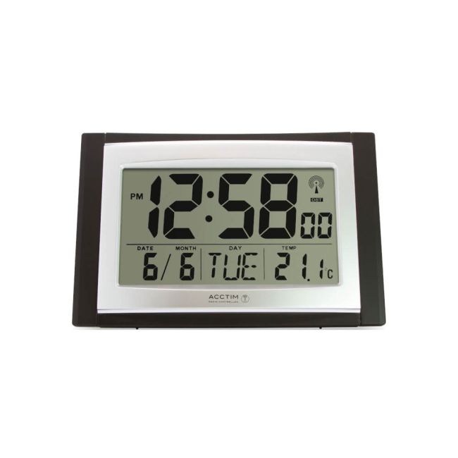Acctim Stratus Radio Controlled LED Wall/Desk Clock Black/Silver 74053 image 1