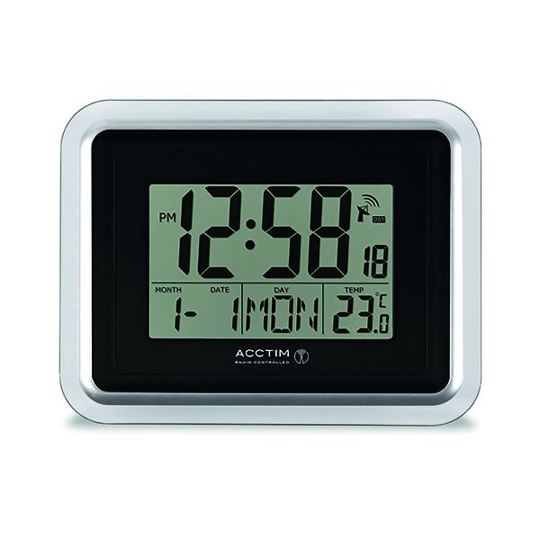 Acctim Delta Digital Clock Slv/Wht image