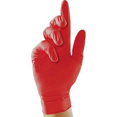 Unigloves Pearl Red Nitrile Disposable Gloves M (Pack of 100) image 1