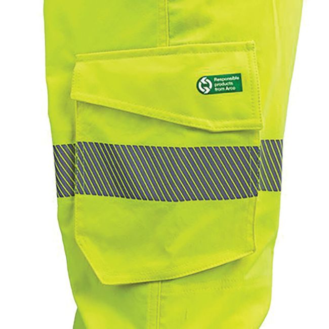 Arco Responsible Yellow Hi-Vis Cargo Trousers with Kneepad Pockets 32R image 3