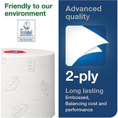 Tork Advanced T6 White Mid-Size Toilet Roll 100m (Pack of 27) image 3