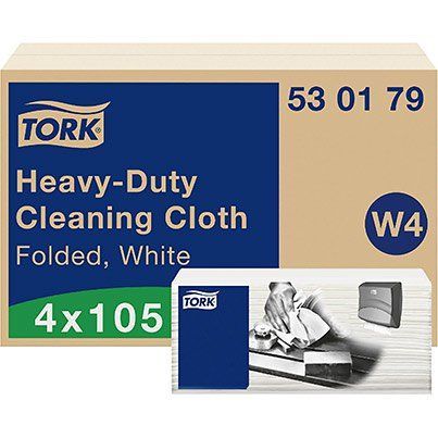 Tork W4 White Folded Heavy-Duty Cleaning Cloths (Pack of 4) 4924120 image 1