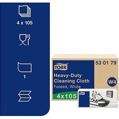 Tork W4 White Folded Heavy-Duty Cleaning Cloths (Pack of 4) 4924120 image 2