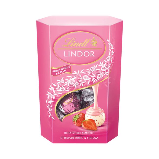 Lindt Lindor Strawberry and Cream Cornet 200g LINDSTRAW image 1