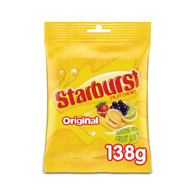 Starburst Chewy Sweets Fruit Flavour Pouch Bag 138g (Pack of 12) 124830 image 1