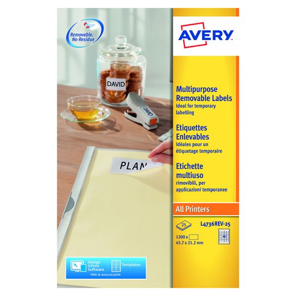 Avery Remv Lsr Lbls Wht 48L/Sht Bx25 image