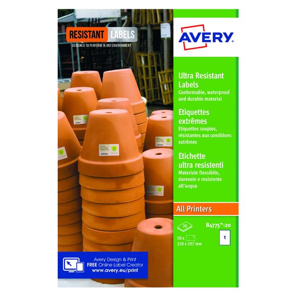 Avery Ul Res Labels 210X297Mm Pk20 image