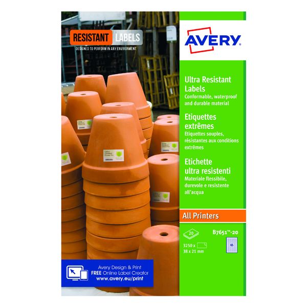 Avery Ul Res Labels 38X21Mm Pk1300 image
