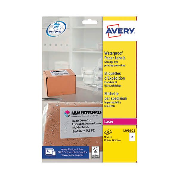 Avery Waterproof Labels 199x143 Pk50 image