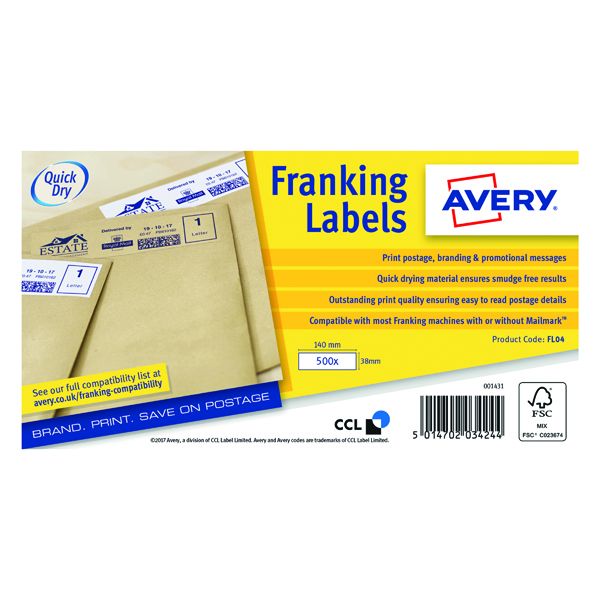 Avery Franking Lbl Auto HPr 140X38Mm image