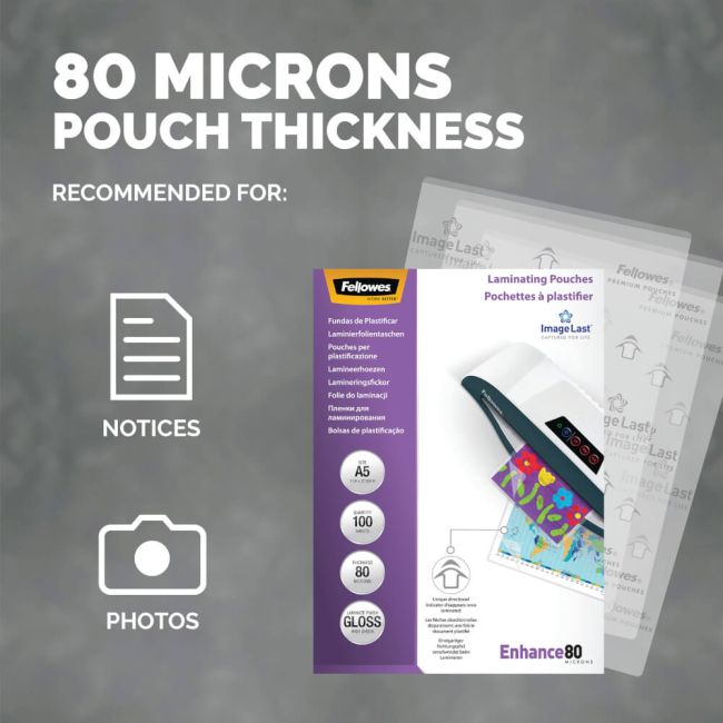 Fellowes ImageLast Laminating Pouch A5 160 Micron Total Thickness Gloss (Pack of 100) 5306002 image 3