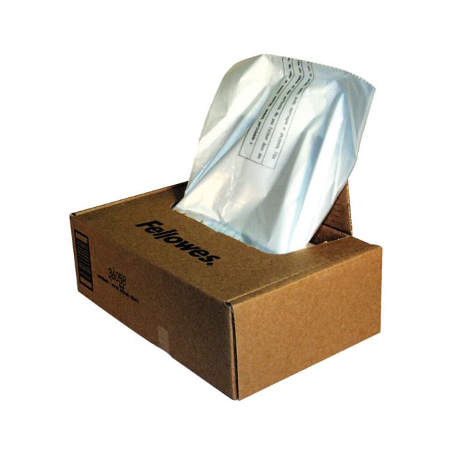 Fellowes Shredder Waste Bags 143 Litre Clear (Pack of 50) 3605801 image 1