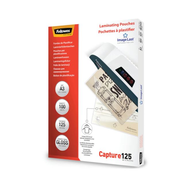 Fellowes ImageLast Laminating Pouch A3 250 Micron Total Thickness Gloss (Pack of 100) 5307506 image 1