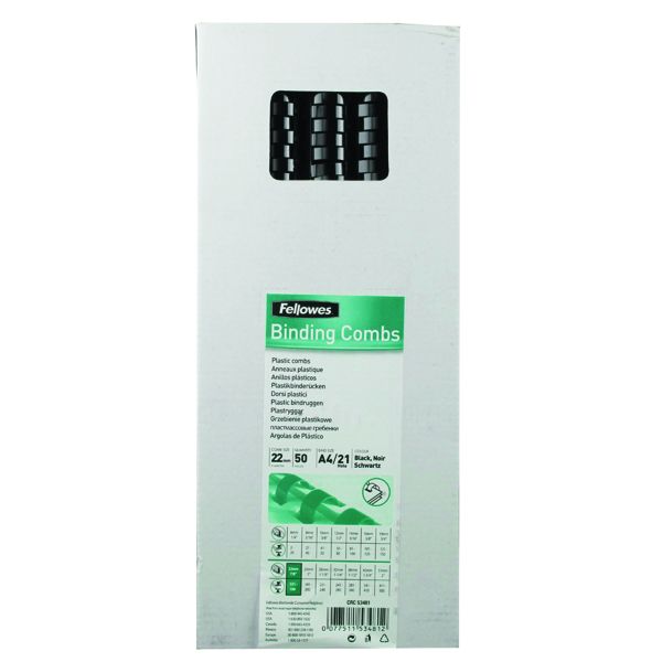 Fellowes 22mm Black Bind Comb Pk50 image
