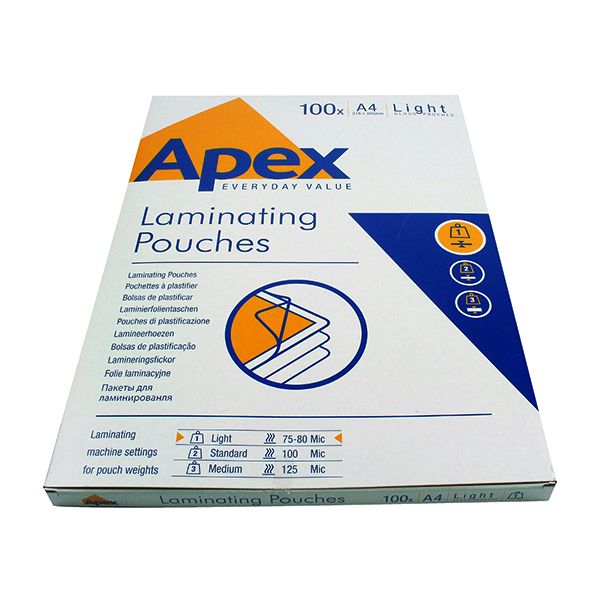 Fellowes Apex A4 Lam Pouch Pk100 image