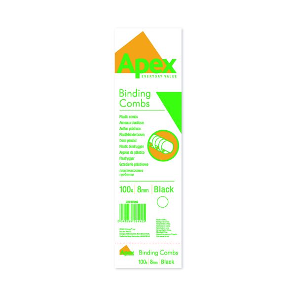 Fellowes Apex 8mm Black Comb Pk100 image