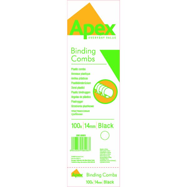 Fellowes Apex Blk Plastic Comb 14mm image