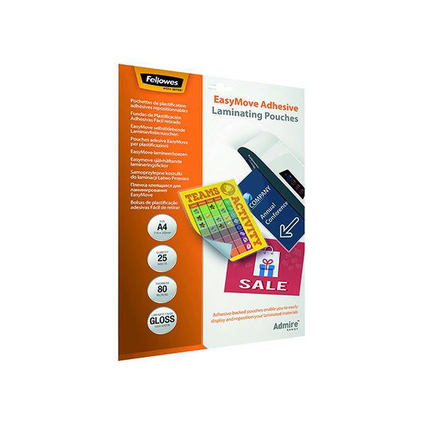 FELLOWES EASYMOVE ADHESIVE POUCH A4 PK25 image